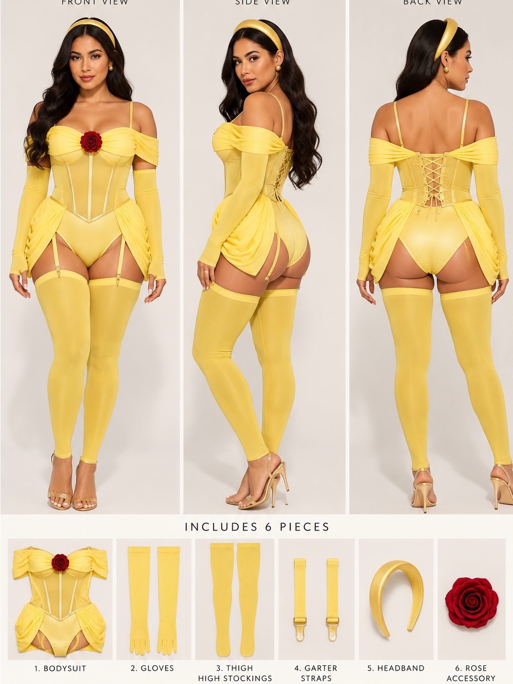 Fashion Nova Fairytale Bombshell Princess 6-piece costume set in size Large